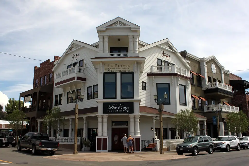 Storefronts and sidewalks in Old Town Temecula, California